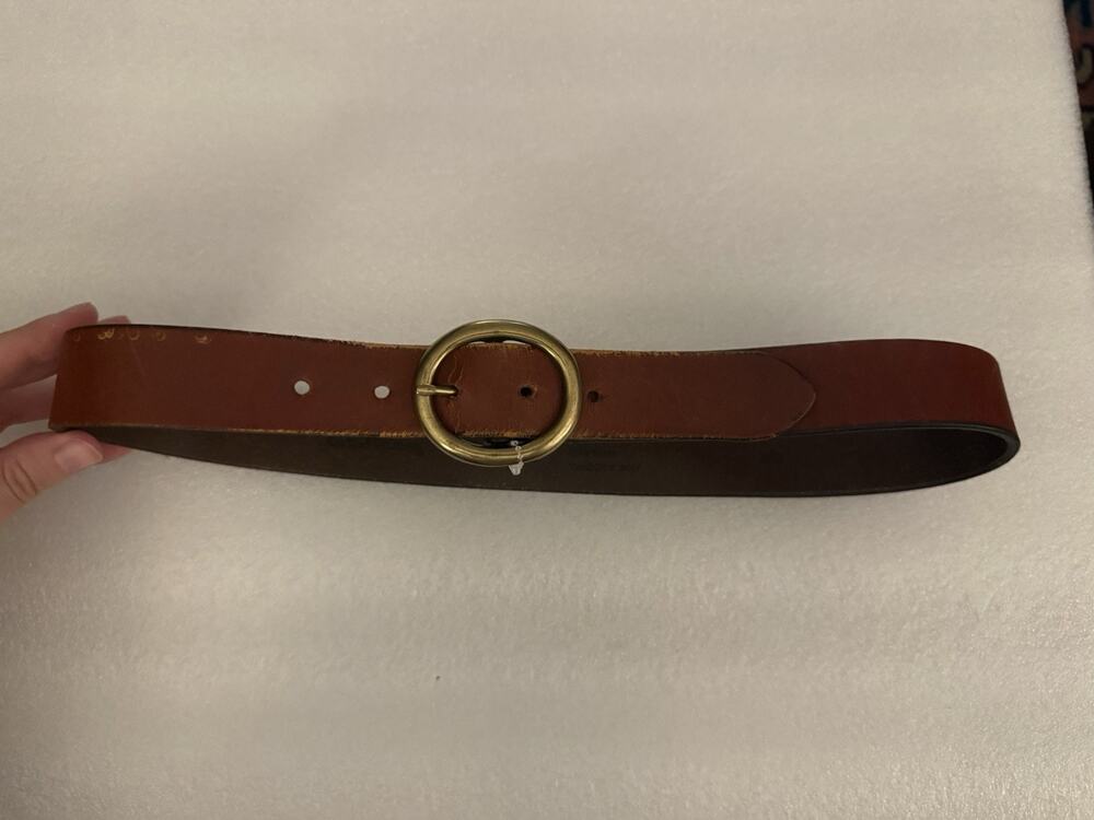 VTG Ll Bean Brown Brass Gold Circle Buckle 30”